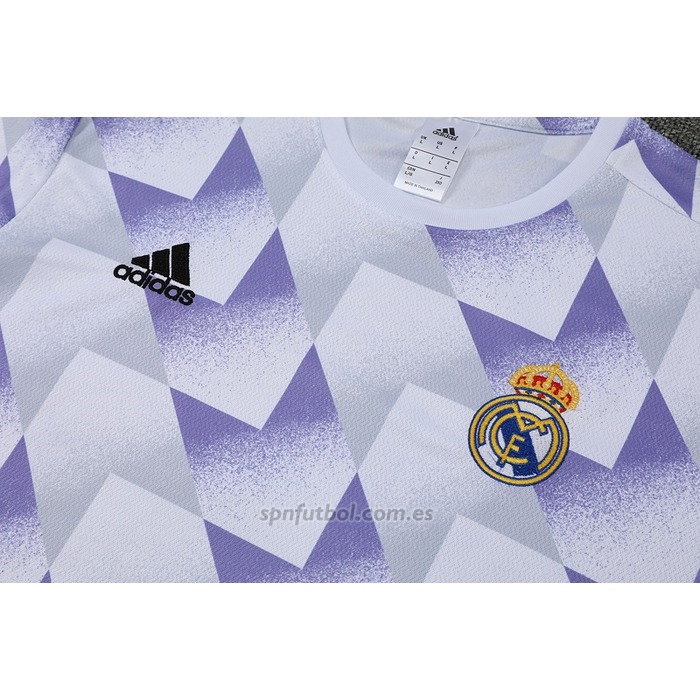 Chandal del Real Madrid Manga Corta 2022-2023 Blanco y Purpura - Pantalon Corto